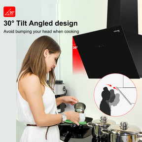 GASLAND Chef AR60BS Angled Cooker Hood 60cm Recirculating Extractor Fan Kitchen Wall Mounted Range Hood Touch Control Class A++ 577m³/h [Energy Class A++]