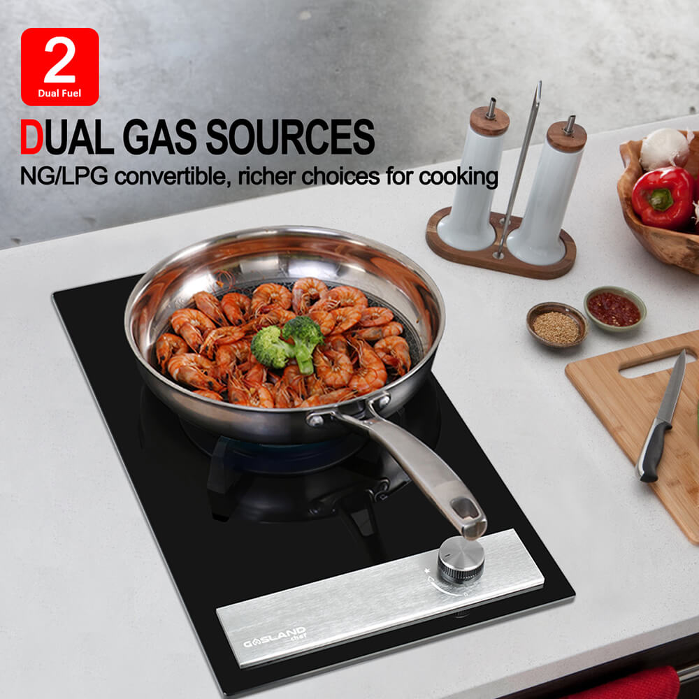 GASLAND Chef GH12BF 30cm Built-in Gas Hob, Tempered Glass Gas Cooktop, 3.4kW Triple Ring Burner