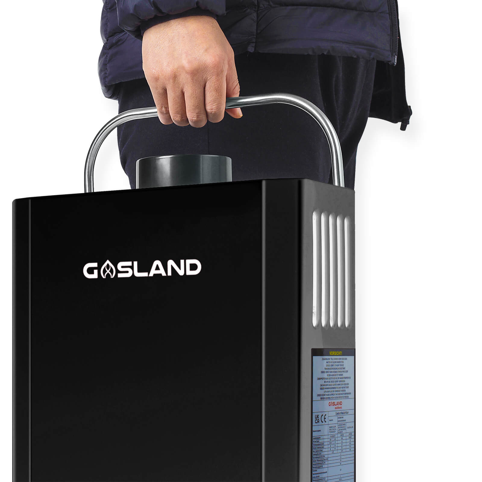 GASLAND BE158B 6L Gas Water Heater, Freestanding Tankless Hot Shower System with Portable Handle, Instant LPG Water Boiler for Campervan Shower Road Trip Hot Tap Lpg Shower