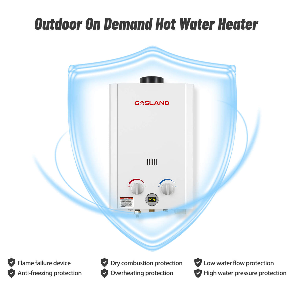 GASLAND BE264 10L Gas Water Heater, Outdoor Tankless Hot Shower System with Digital Display, Instant LPG Water Boiler for Campervan Shower Road Trip Hot Tap Lpg Shower