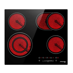GASLAND Chef CH604BF 60cm Built-in Ceramic Hob, 4 Zones Electric Cooktop in Black, 6600W Total Output, with Dual & Oval Zone Touch Control Timer Child Lock