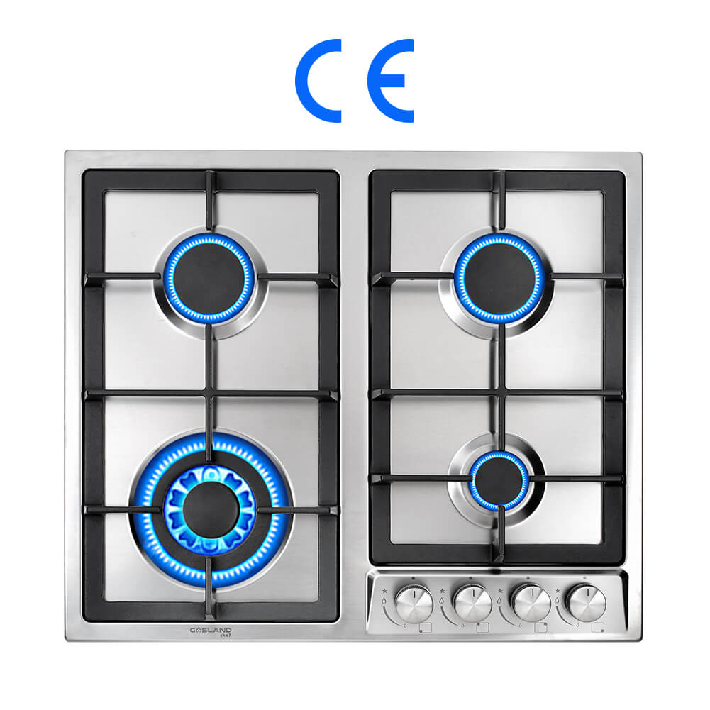 GALLAND Chef GH60SF 60cm Built-in Gas Cooktop, 4 Burners Stainless Steel Gas Hob Cooker with Flame Failure Protection