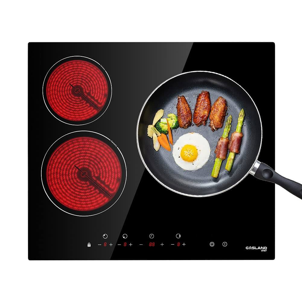 GASLAND Chef CH603BF 60cm Built-in Ceramic Hob, 3 Zones Electric Cooktop in Black, 5400W Total Output, with Dual Zone Touch Control Timer Child Lock