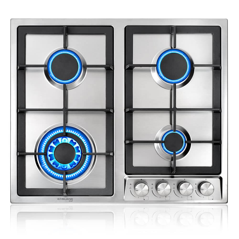 GALLAND Chef GH60SF 60cm Built-in Gas Cooktop, 4 Burners Stainless Steel Gas Hob Cooker with Flame Failure Protection